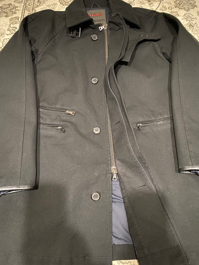 PRADA ナイロン×コットン 中綿ステンカラーコート イタリア製