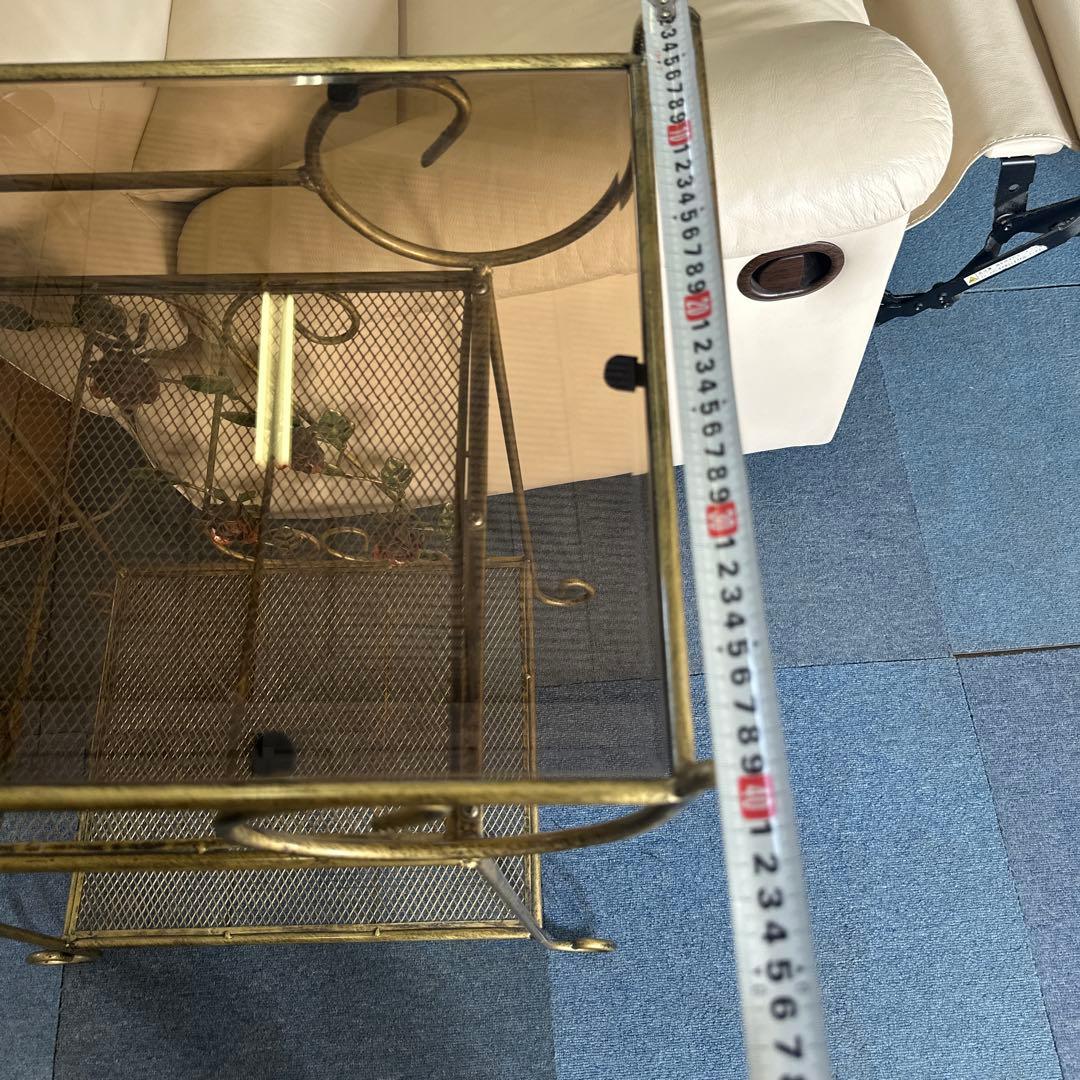 金属製二段ラック ガラス天板