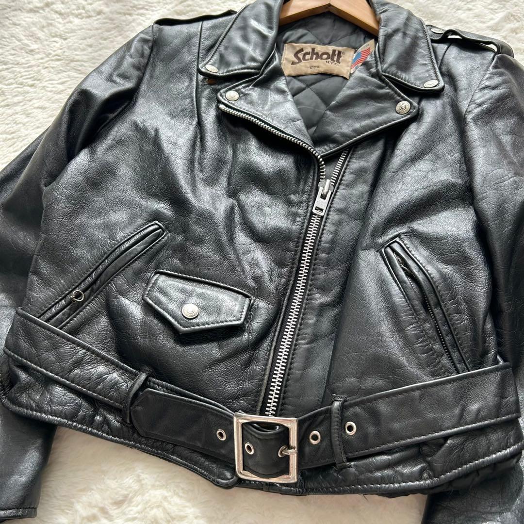 schott ショット ダブルライダースジャケット レザージャケット 黒 16