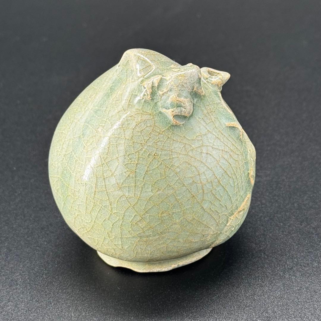 青磁　桃　水滴　時代物