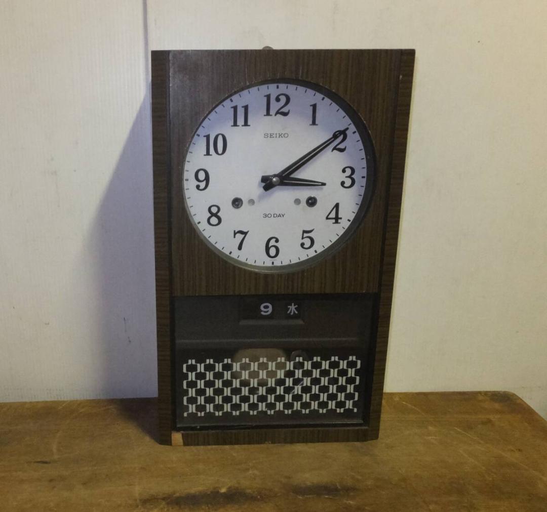 ■ セイコー 30日巻 ゼンマイ 掛け時計 作動OK 4PC447 中古 レトロ