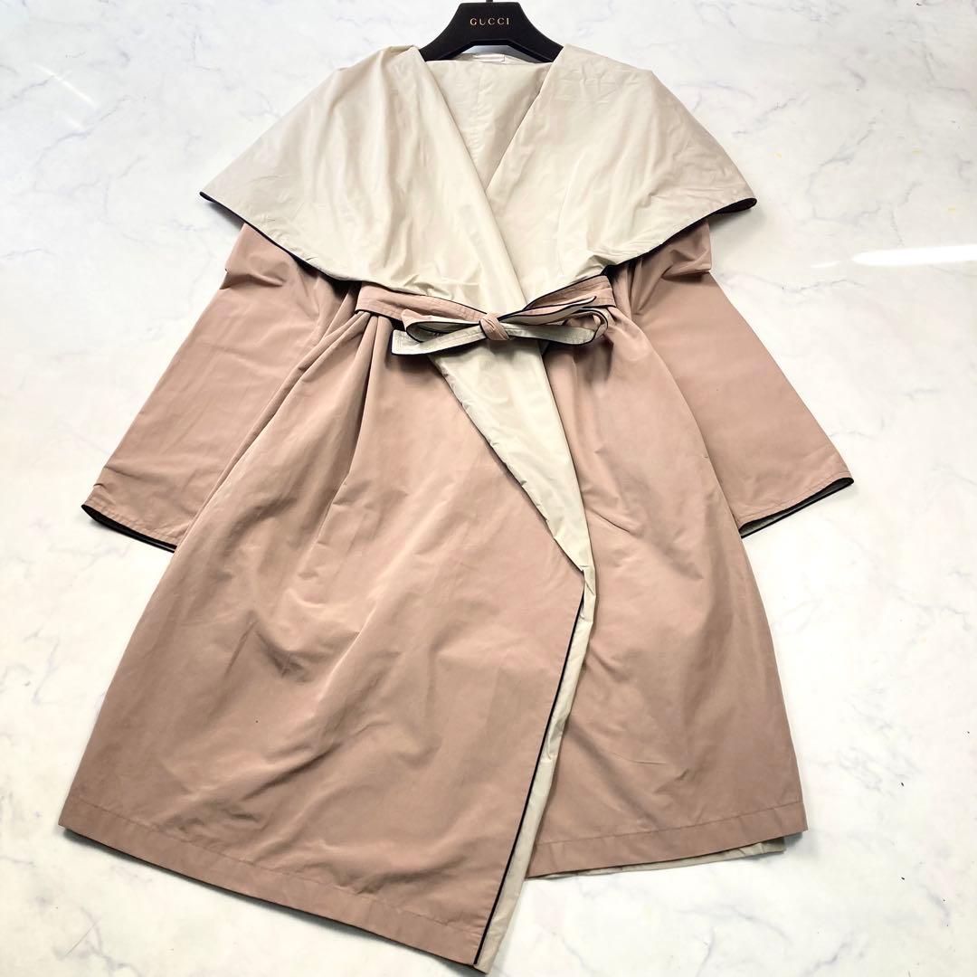 マックスマーラ CITY リバーシブル ベルテッドコート 女優襟 ロゴボタン