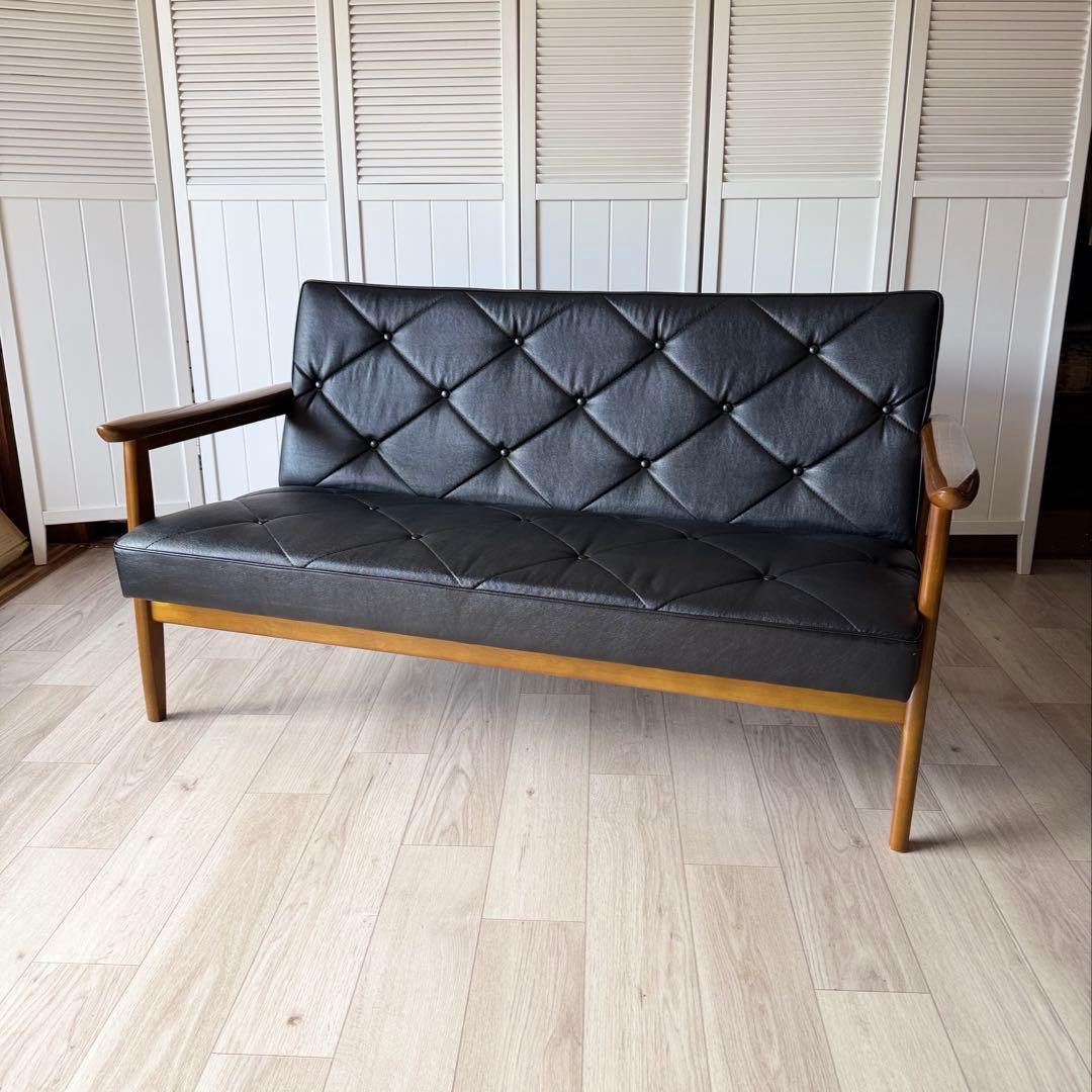 boys カリモク Kチェア ブラック 2P 2人掛け ソフトレザー