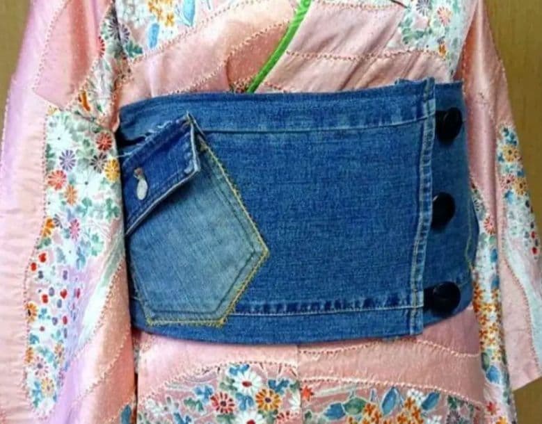 一点物♡個性派　お洒落上級者様向け【新品未使用】デニムリメイク　帯ベルト