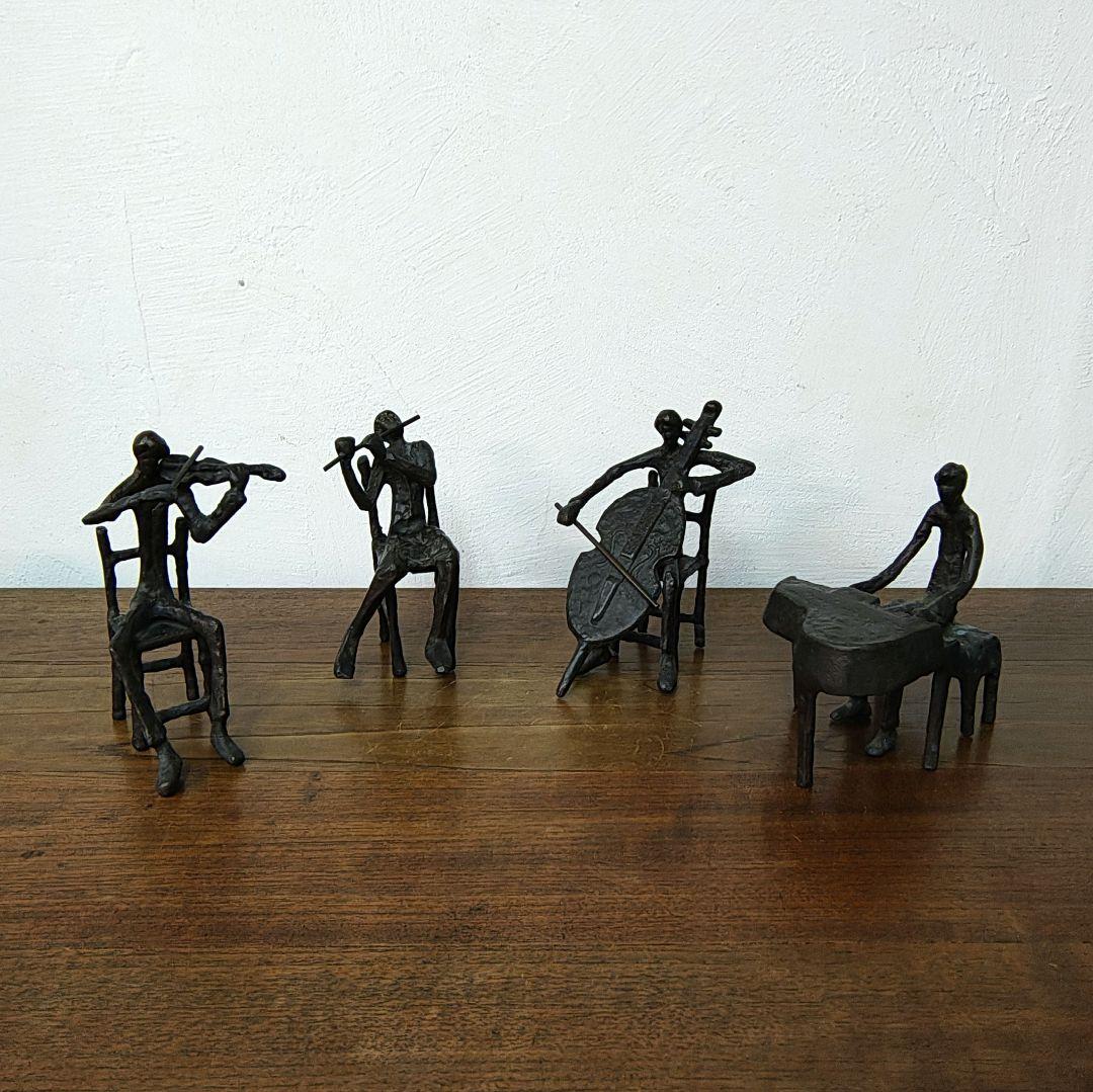 【Bronze Sculpture】音楽奏者 カルテット 四重奏 4体セット