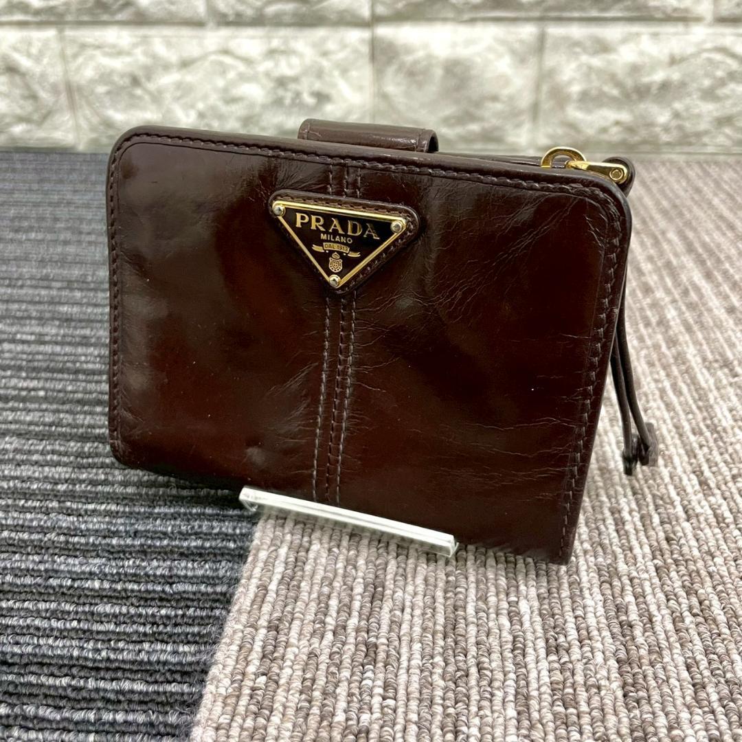 美品　PRADA　プラダ　エル字ファスナー　コンパクトウォレット　ソフトルックス