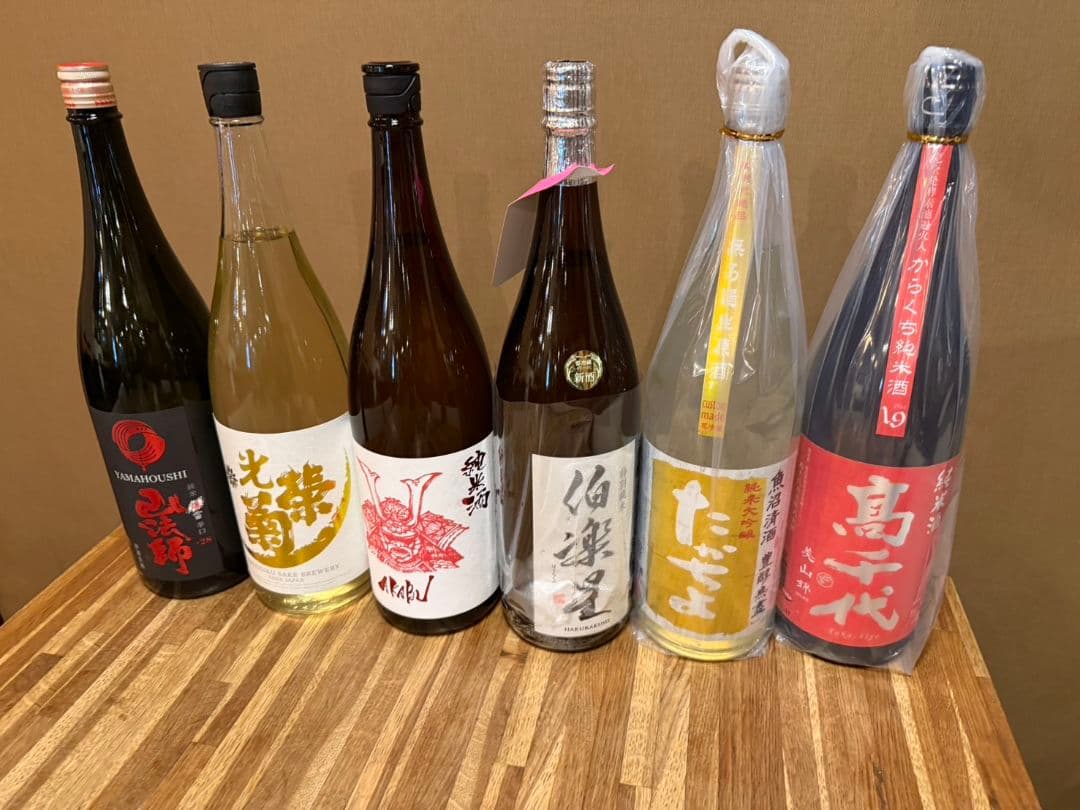 日本酒６本セット　 山法師、光栄菊、アカブ、伯楽星、たかちよ、鷹千代