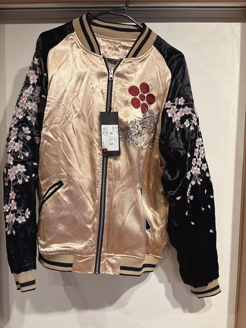 絡繰魂　花の慶次　前田慶次　刺繍サテン スカジャン 新品　L リバーシブル