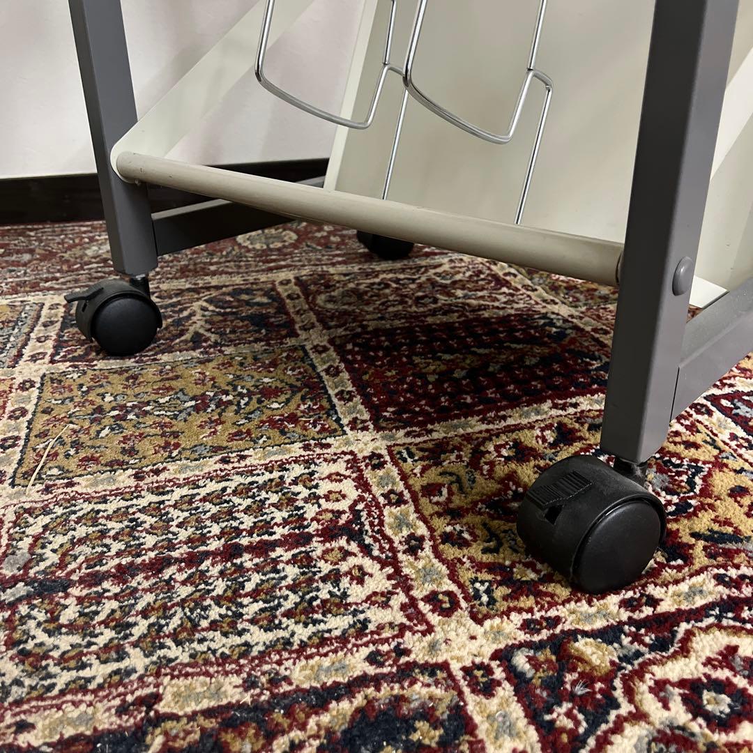 高強度◾️キャスター付き スチール製 レコードラック 本棚 ファイルワゴン 収納