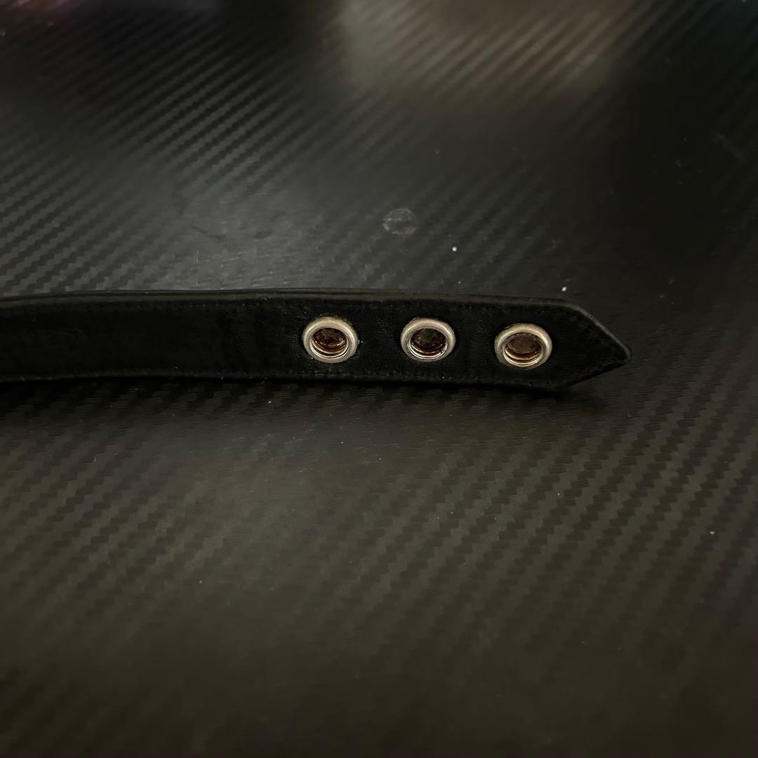 Chrome Hearts 3ボタン レザーブレスレット ブラック