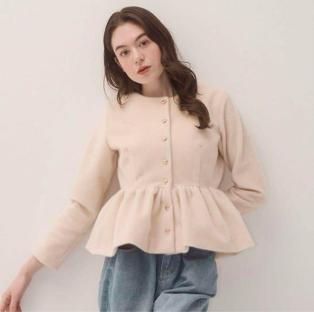 トップス muguet heart button peplum tops