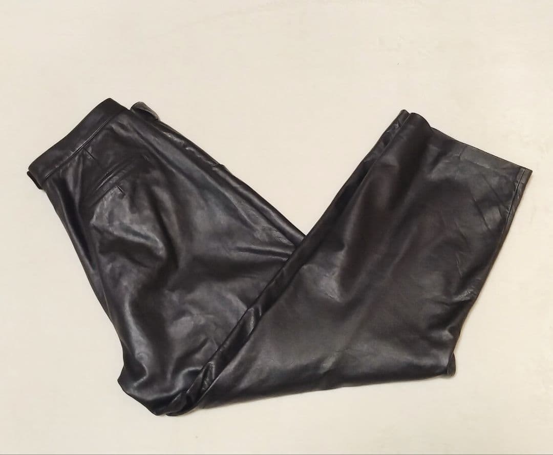 ☆オーバーサイス■牛革■レザーパンツ■ブラック■Ｗ90cm☆