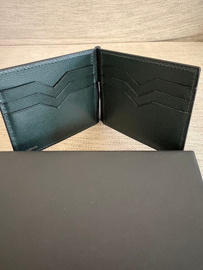 【美品】Valextra マネークリップ　ダークグリーン