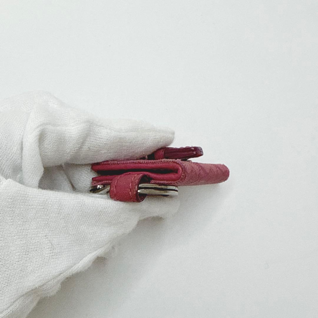 【24時間以内発送】コーチ チャーム キャンバス 手帳型 ピンク キーリング