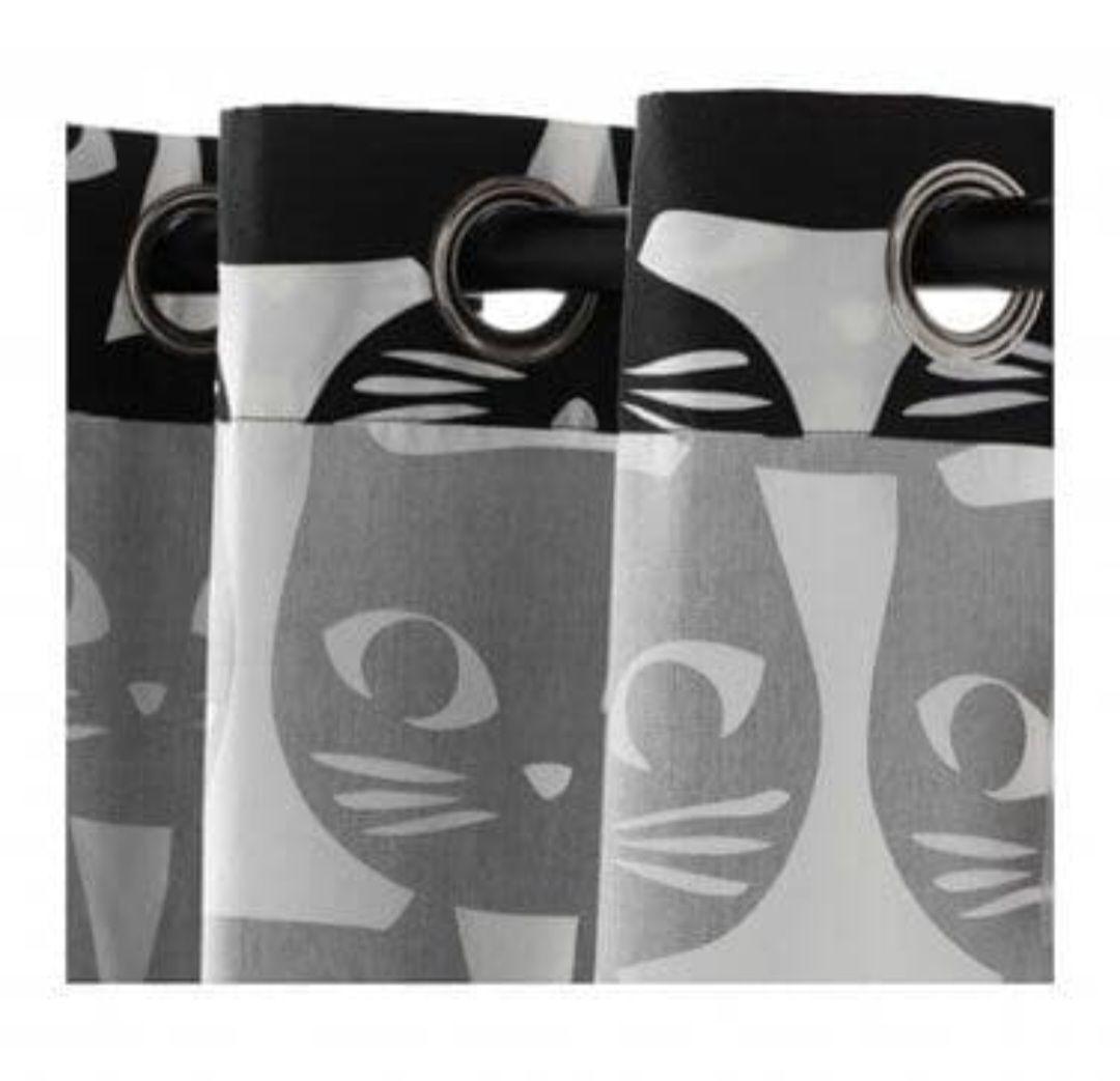 【新品】レア　IKEA MATTRAM ネコ柄　ハトメカーテン