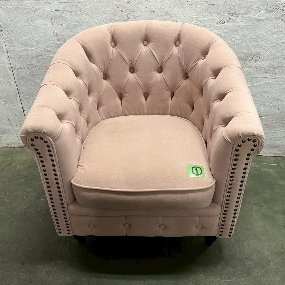 チェスターフィールド 1人掛けソファ ピンク VINCENT ① A0609