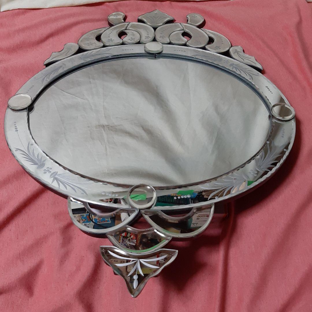 未使用アンティーク◆ベネチアンスタイルミラー◆エッチングミラーベネチアミラー