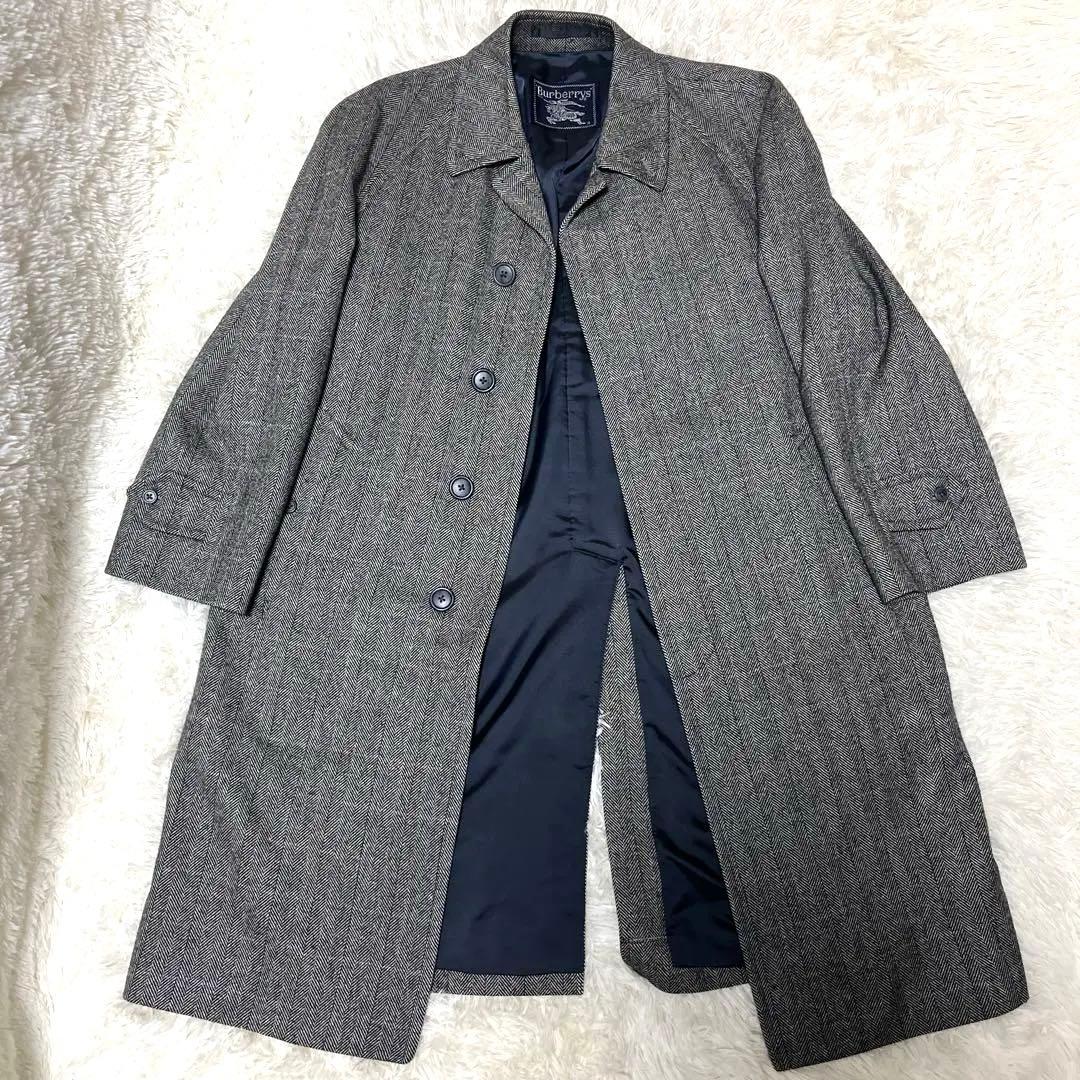 ✨BURBERRYカシミア ヘリンボーン ステンカラーコート ツイードウール✨