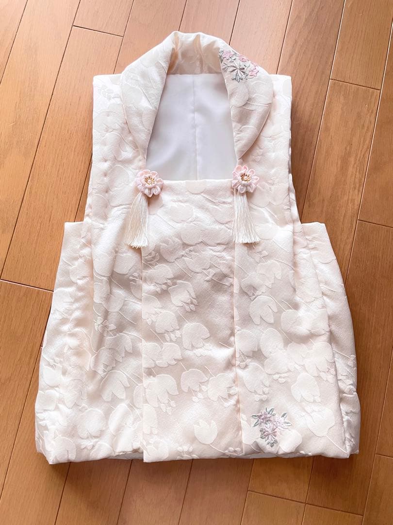 被布　被布コート　単品　七五三　3歳用着物　ホワイト　ハンドメイド
