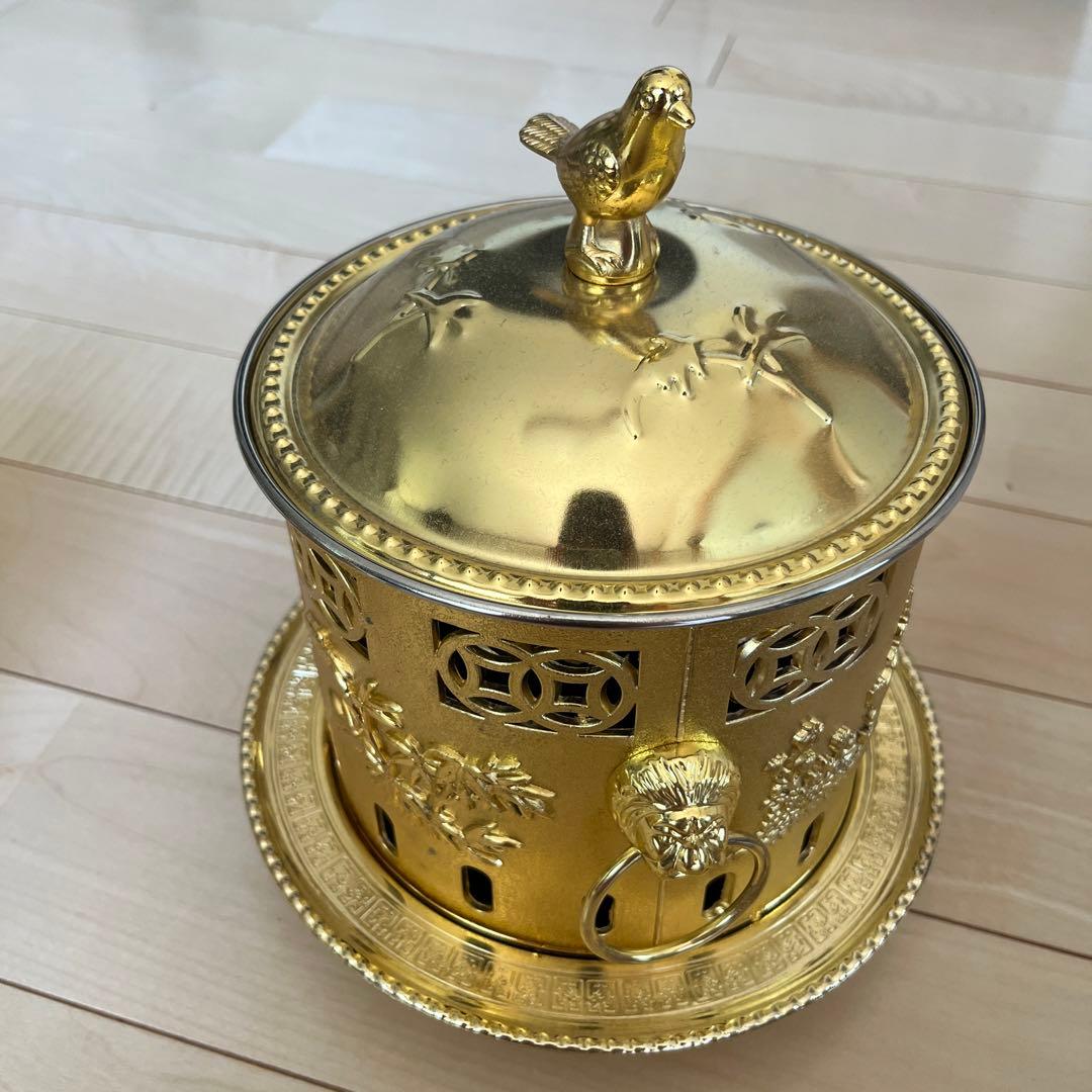 金色 アルコールストーブ 鳥の取っ手付き、アウトドア鍋　家庭用 一人鍋 ２つ