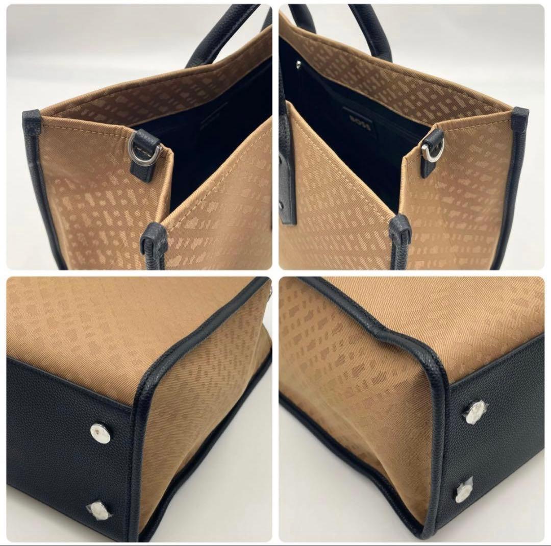 【未使用級•現行】HUGO BOSS モノグラムツイル トートバッグ 2way