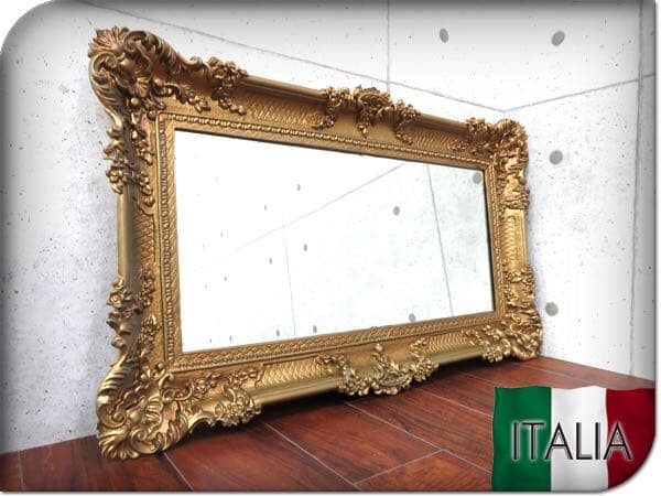 美品◆イタリア製◆エレガント◆ミラー 壁掛け鏡レリーフ彫刻ヨーロピアンクラシック