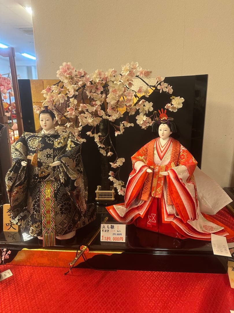 高級 雛人形 親王飾り 立ち雛 桜屏風付き 新品未使用 展示品 桃の節句