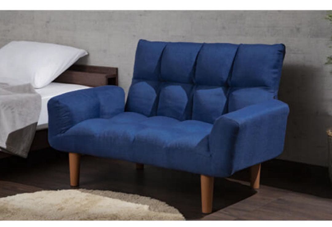 ソファ　ソファー　リビングソファ　ローソファ　リクライニング　デニムブルー