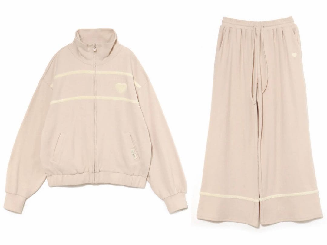 ルームウェア・パジャマ andmary Milky pile heart zip tops&pants
