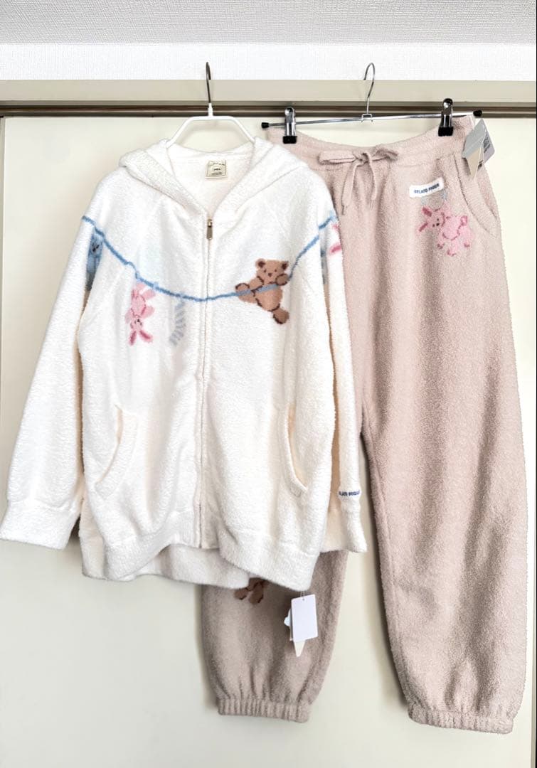 ジェラートピケ 上下セット エアリーモコウォッシングアニマルジャガー パーカー