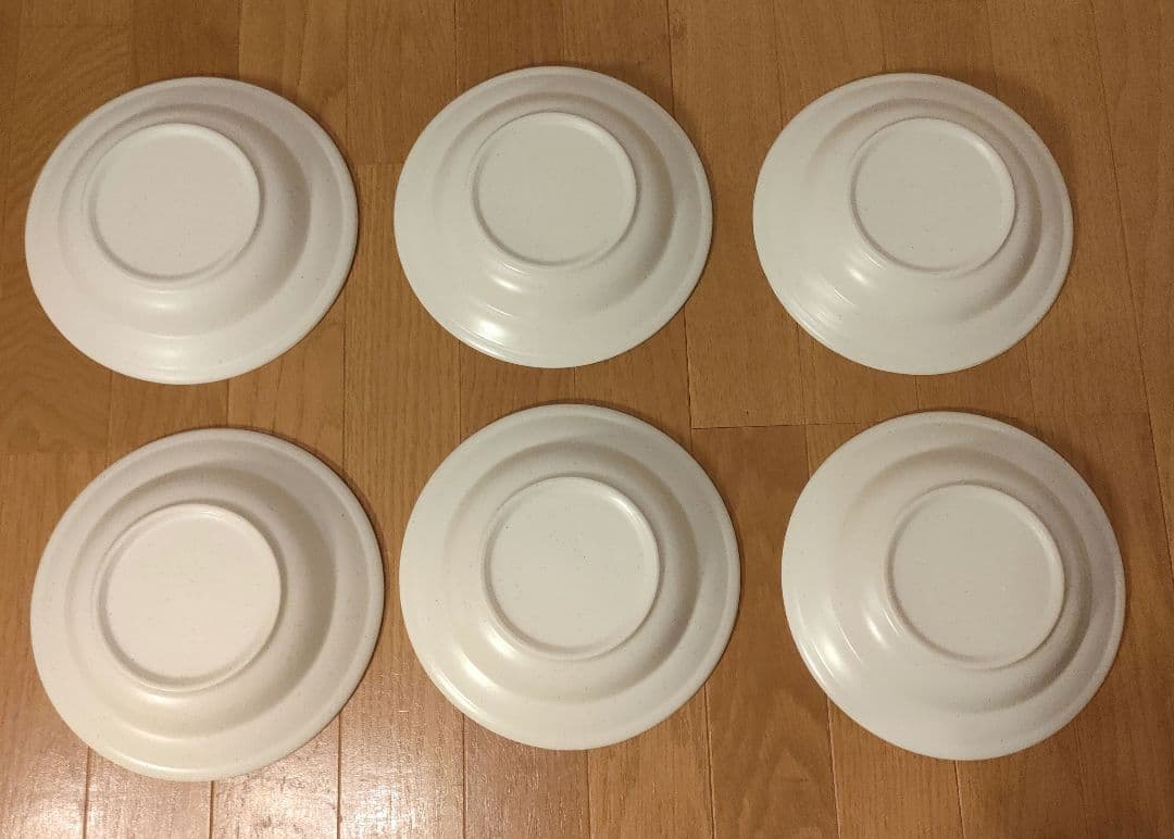 陶器 深皿 6枚セット 約21.5cm 白粉引（黒い斑点） パスタ・スープ皿 ③