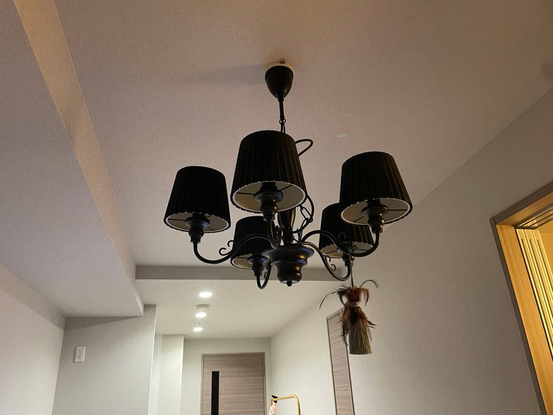 Francfranc 黒いシャンデリア 5灯 タッセル付き