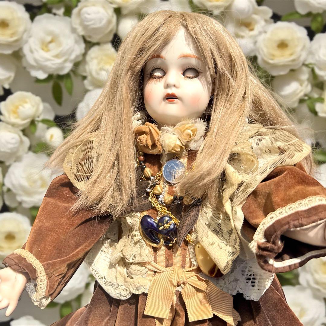 ビスクドール カマー ラインハルト ブラウン ベルベット ドレス シェルカメオ