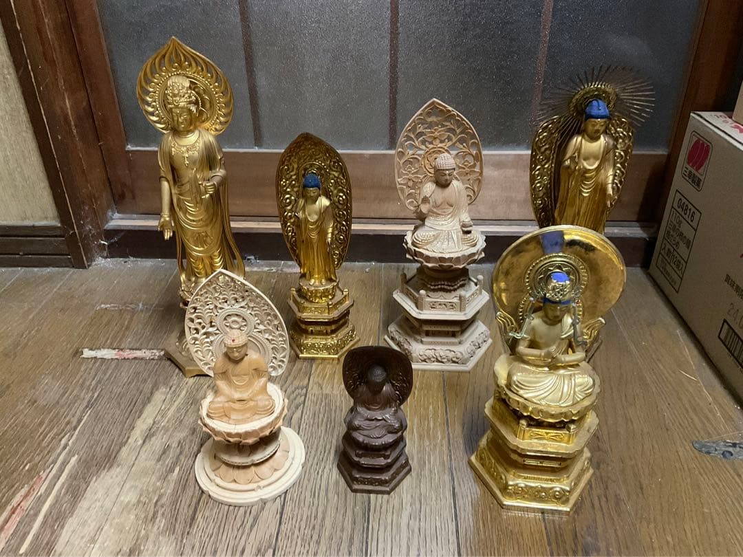 仏像　七人衆　【阿弥陀如来と聖観音と大日如来　木製と金属製　昭和ノスタルジー】。