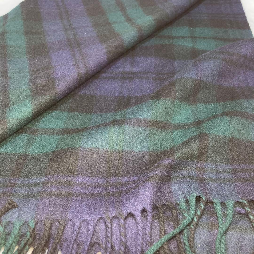 美品 ジョンストンズ カシミヤ100％ 大判ストール ブラックウォッチ