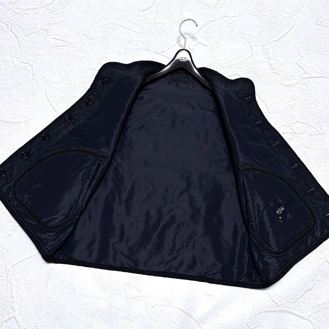 美品✨45R　45プチデニム×厚ナイロンの908キルトベスト　リバーシブル　中綿