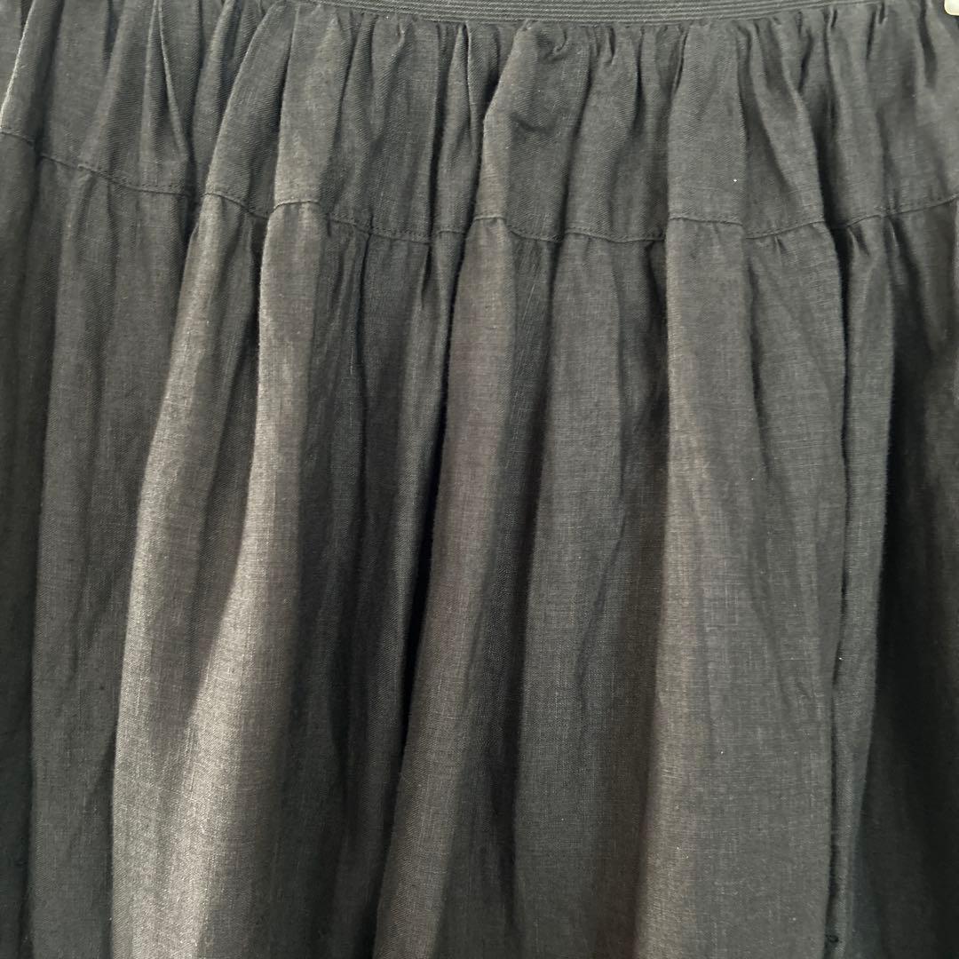 リゼッタ　ロシェル　リネン　カットワークレーススカート ブラック(ノワール)