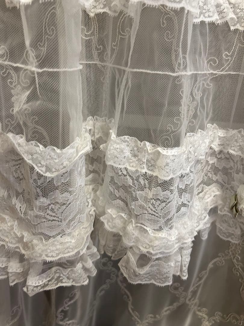 豪華❤️新品未使用ヒスクローネホワイト チュールカフェカーテン フリフリ90×90