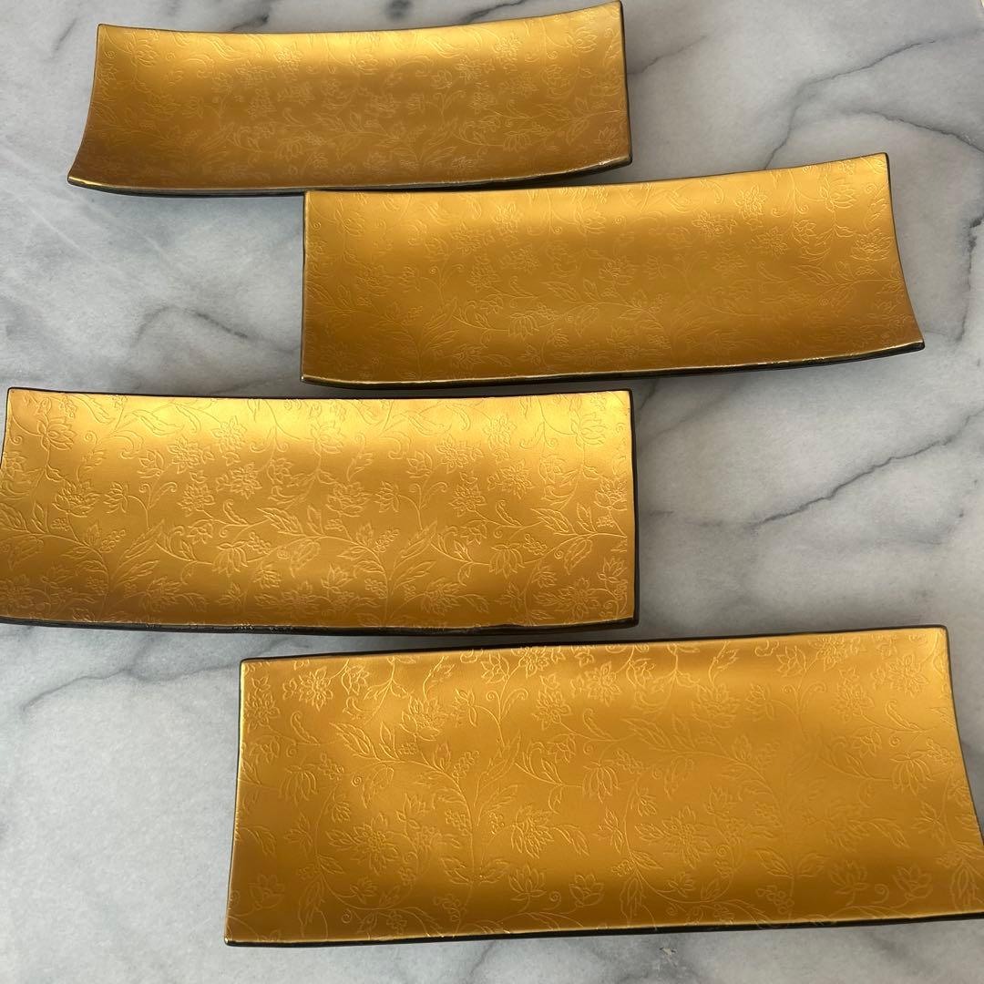 Ninja 29cmレクタングルトレー　ゴールド　長角皿 4枚　シック