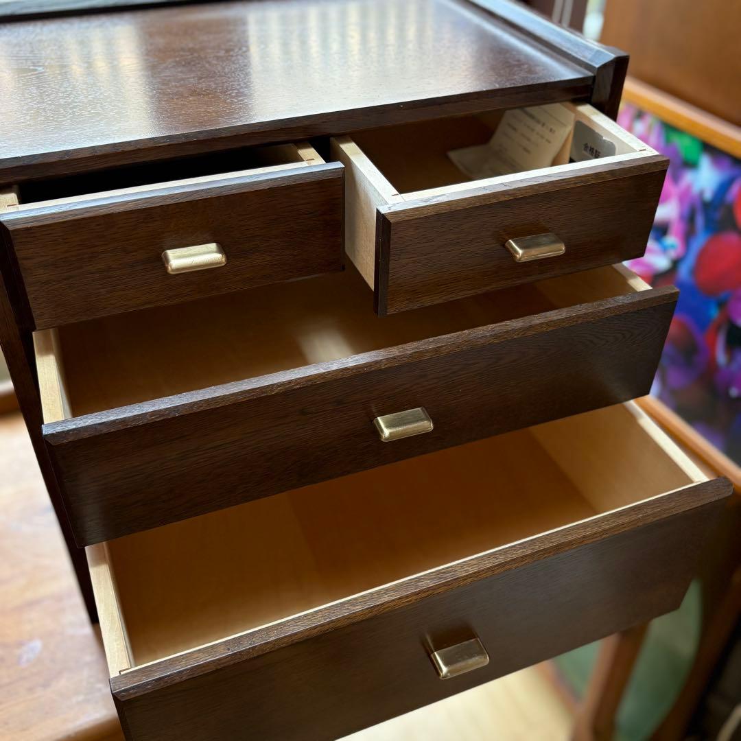 【カリモク家具】ヴィンテージチェスト ナラ材×真鍮取っ手 日本製