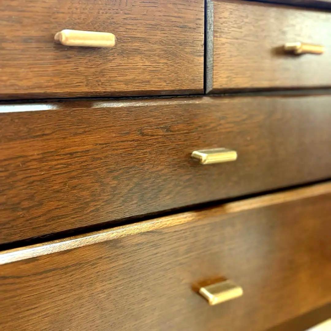 【カリモク家具】ヴィンテージチェスト ナラ材×真鍮取っ手 日本製