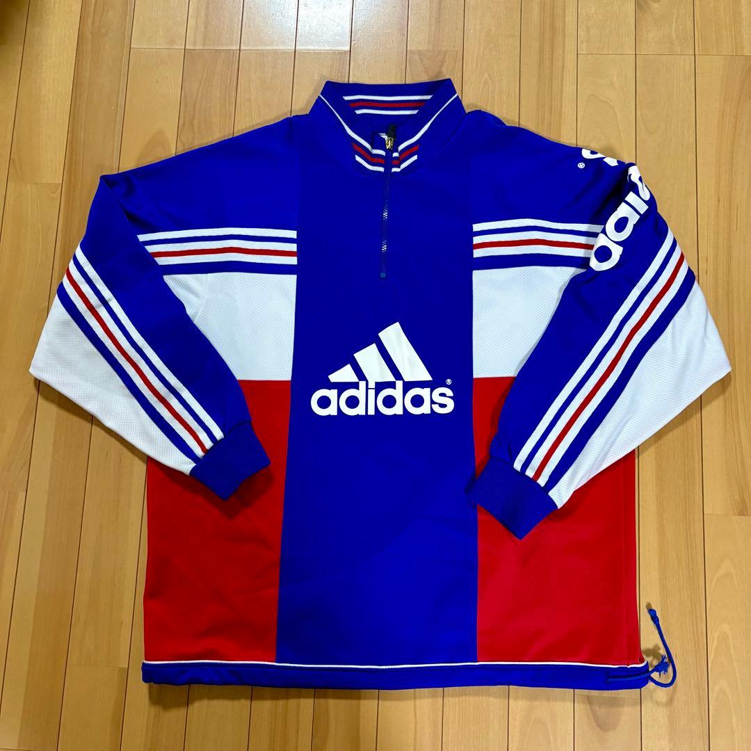 90's adidas ジャージ 青赤白トリコロールストライプ上下セット