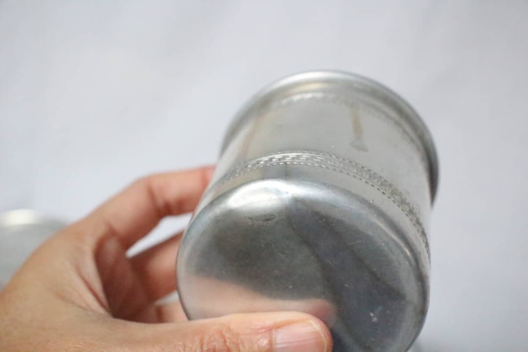 フランス アンティーク 古いアルミ製のキャニスター 入れ子タイプ 5個セット