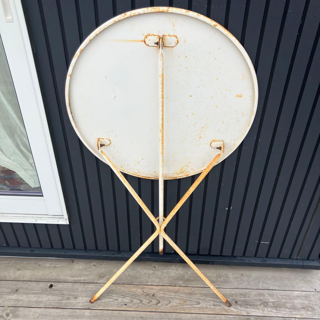 フランスアンティーク 丸型アイアンテーブル ラウンドテーブル 折りたたみテーブル