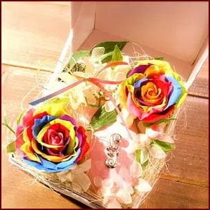 プリザーブドフラワーオルゴール　レインボーローズ 嵐 one love