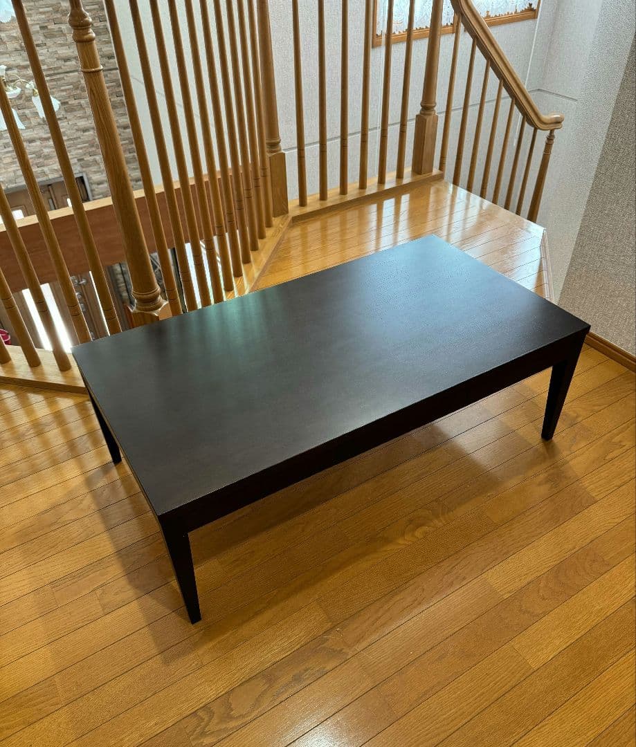 モダン ダークブラウン 木製センターテーブル 引き出し付き