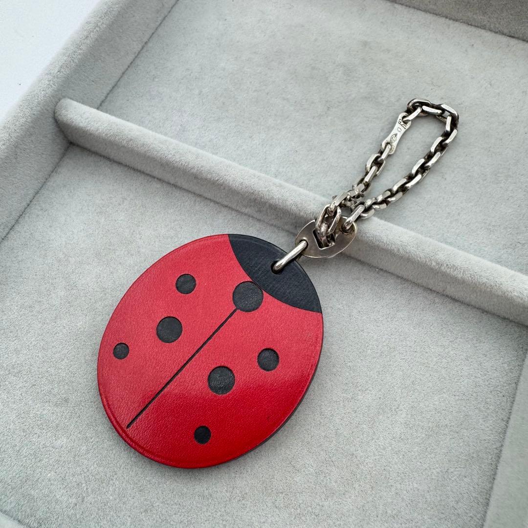 【人気】HERMES てんとう虫　バッグチャーム　キーホルダー　SV925