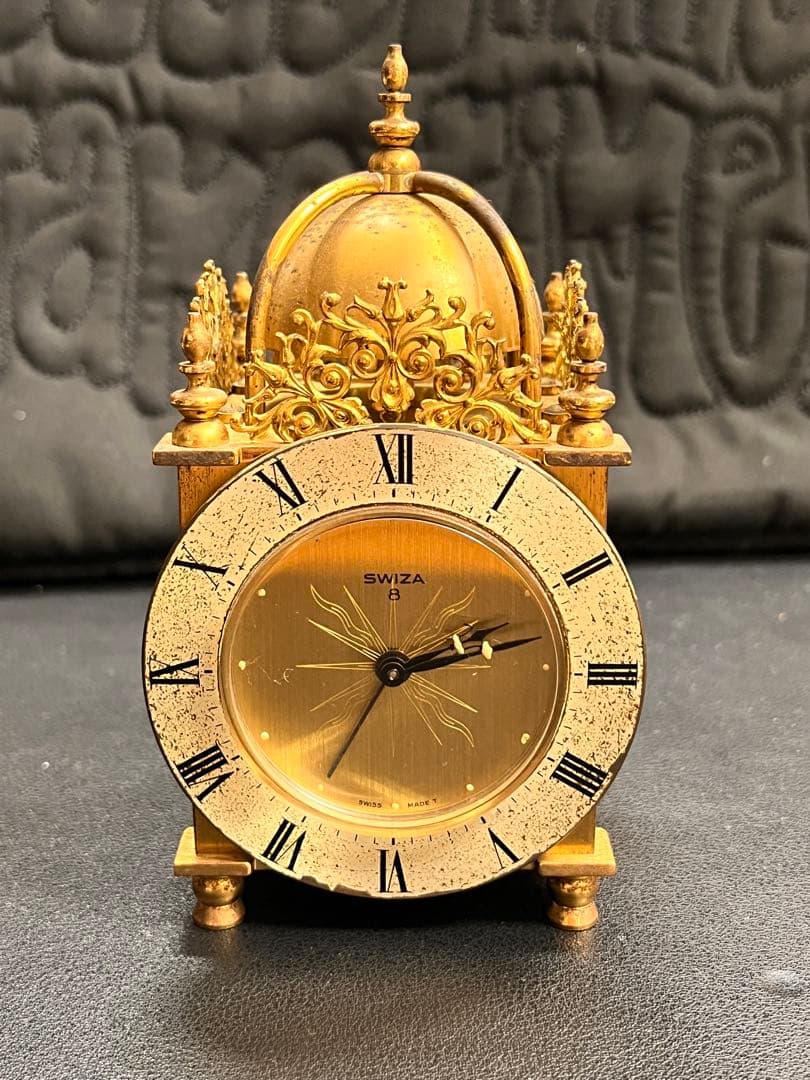 『入手困難』18s ゴールド 置時計 ゼンマイ式 金