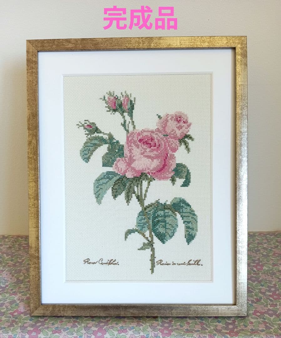 ホビーラホビーレクロスステッチ〈ロサ・ケンティフォリア〉完成品