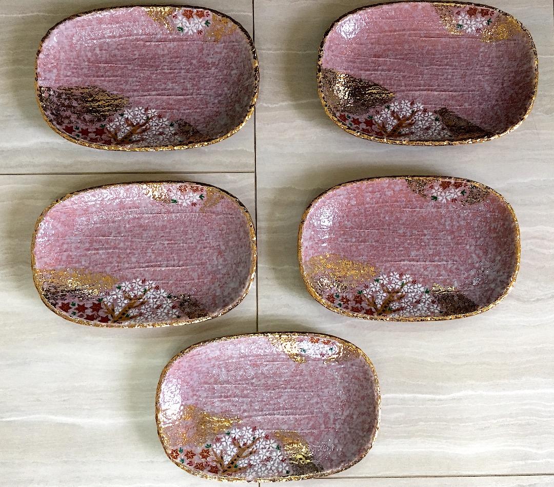 雲錦(桜と紅葉)　皿　オーバル　(5枚)